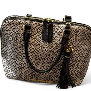 Brahmin Gray & Black Snake Print Leather Dome Handbag